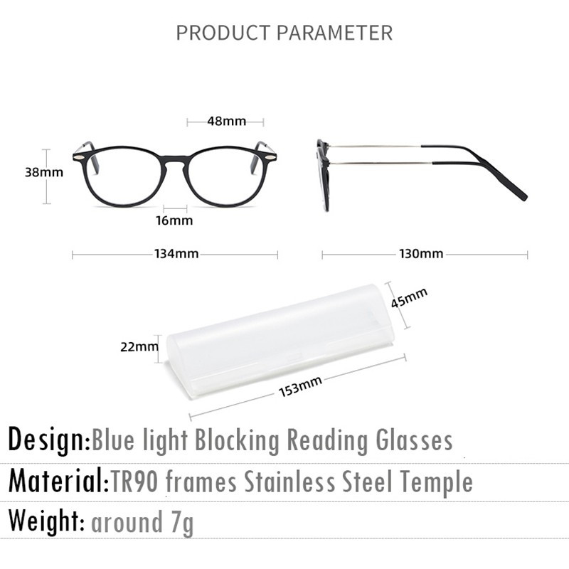 Ochelari de lectură cu blocare a luminii albastre FlexTR90, unisex, de epocă