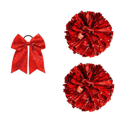 „Cheer PomPoms“ ir „Bows“ metaliniai „Cerleading PomPoms“ kalėdiniai „Cheer“ plaukų lankeliai