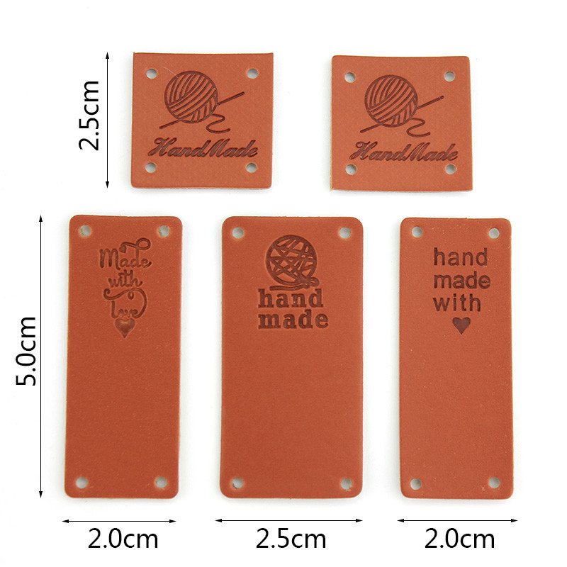50 vnt. rankų darbo PU odos etiketės drabužiams „pasidaryk pats“ kepurės Krepšiai Džinsai Siuvimas Reljefinės etiketės Drabužių priedai