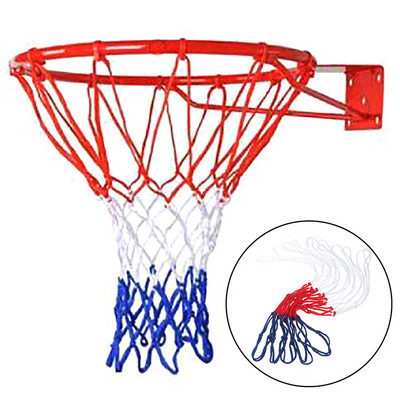 Basketbola tīkls jebkuriem laikapstākļiem Basketbola tīkls balts+sarkans+zils trīskrāsu basketbola stīpas tīkls ar barošanu aprīkots basketbola stīpas groza loka tīkls