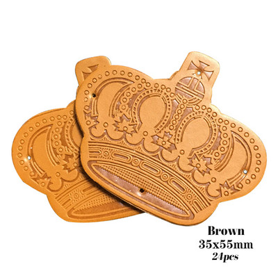 Etichete din piele de coroană realizate manual pentru îmbrăcăminte Etichetă de coroană din piele PU realizată manual pentru petice pentru haine Accesorii de bricolaj Etichetă realizată manual