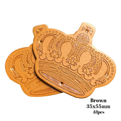 Etichete din piele de coroană realizate manual pentru îmbrăcăminte Etichetă de coroană din piele PU realizată manual pentru petice pentru haine Accesorii de bricolaj Etichetă realizată manual