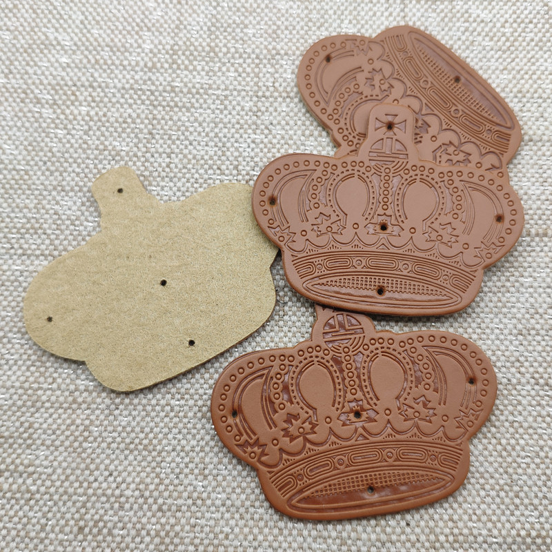 Etichete din piele de coroană realizate manual pentru îmbrăcăminte Etichetă de coroană din piele PU realizată manual pentru petice pentru haine Accesorii de bricolaj Etichetă realizată manual