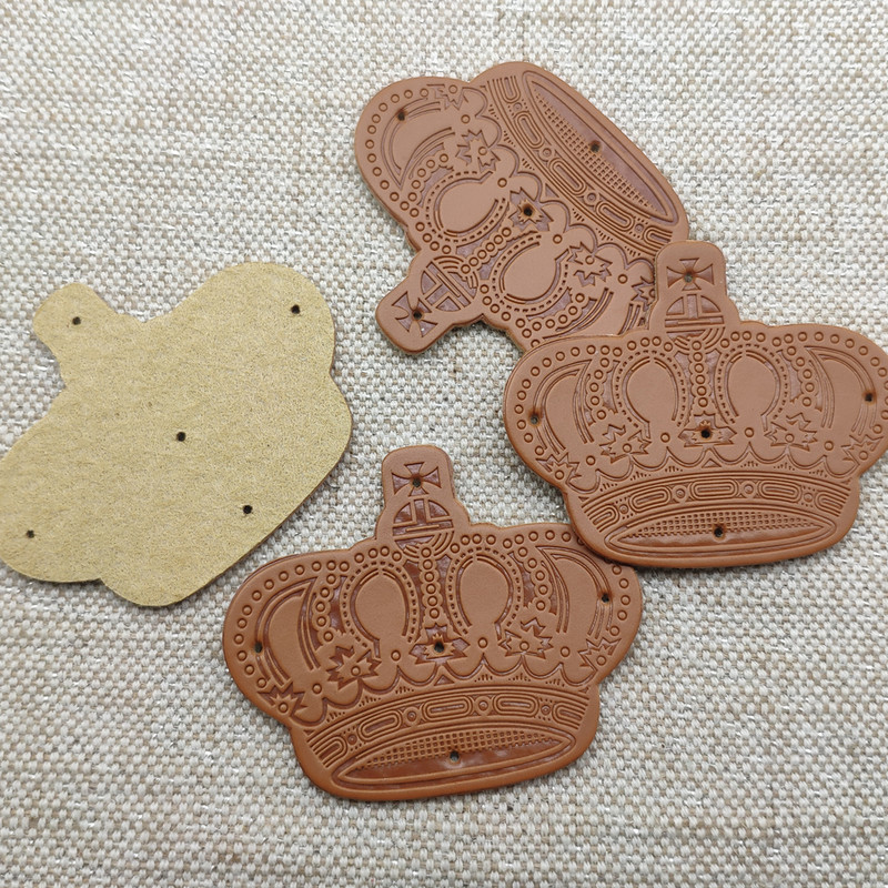 Etichete din piele de coroană realizate manual pentru îmbrăcăminte Etichetă de coroană din piele PU realizată manual pentru petice pentru haine Accesorii de bricolaj Etichetă realizată manual