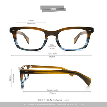 Συνταγογραφούμενα γυαλιά ματιών Myopia Brown Men Retro Optical Frame Anti Blue Light Vintage ανδρικά γυαλιά ανάγνωσης 617G