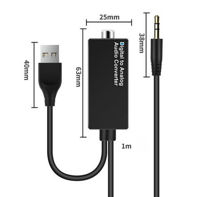 D15 μετατροπέας ήχου DAC ψηφιακό σε ομοαξονικό αναλογικό προσαρμογέα αποκωδικοποιητή USB Μετατροπέας οπτικών ινών Jack 3,5 mm για HDTV DVD