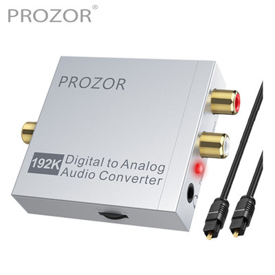 PROZOR 192kHz DAC Поддръжка на контрол на звука Цифрово-аналогов аудио конвертор Коаксиален SPDIF Toslink към аналогов стерео L/R RCA 3,5 mm