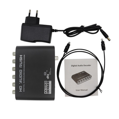 AC3 audio pārveidotājs no ciparu uz analogo 5.1 kanālu stereo optiskais SPDIF koaksiālais AUX uz 6 RCA skaņas dekodera pastiprinātājs