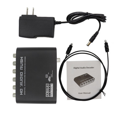 AC3 audio pārveidotājs no ciparu uz analogo 5.1 kanālu stereo optiskais SPDIF koaksiālais AUX uz 6 RCA skaņas dekodera pastiprinātājs