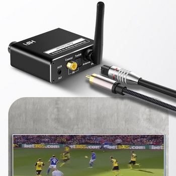 Съвместим с Bluetooth 5.0 безжичен цифрово-аналогов DAC преобразувател със слушалки, оптичен коаксиален 3,5 mm AUX поддръжка USB адаптер