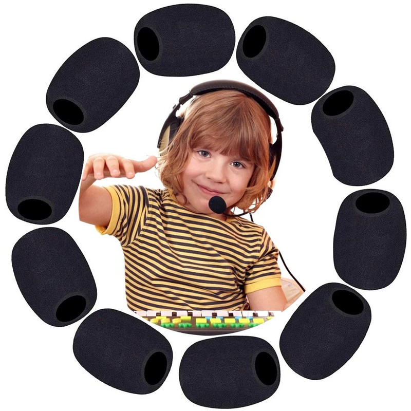 10 tk musta mikrofoni kaitse asenduspeakomplekti vahtplastist katted tuuleklaasi tuuleklaasi käsnkatted mikrofoni kate koosolekumikrofoni jaoks