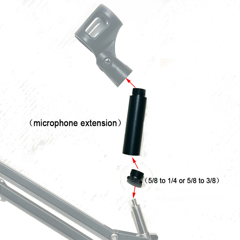 Set de tije de extensie pentru suport pentru microfon 5/8-27 5/8 inch la 1/4 3/8 șurub de conversie Tija de extensie pentru microfon live din aliaj de aluminiu