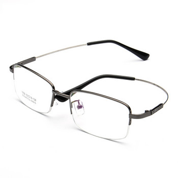 Нова мъжка рамка за бизнес очила с половин рамка от титаниева сплав, квадратни оптични стъклени рамки за миопия F1836