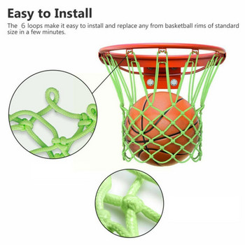 Πράσινο φθορίζον δίχτυ μπάσκετ Στάνταρ αθλητικά Φθορίζον ανθεκτικό δίχτυ αξεσουάρ Νυχτερινά δίχτυα Στεφάνη μπάσκετ με μπάλα Replac V2G4