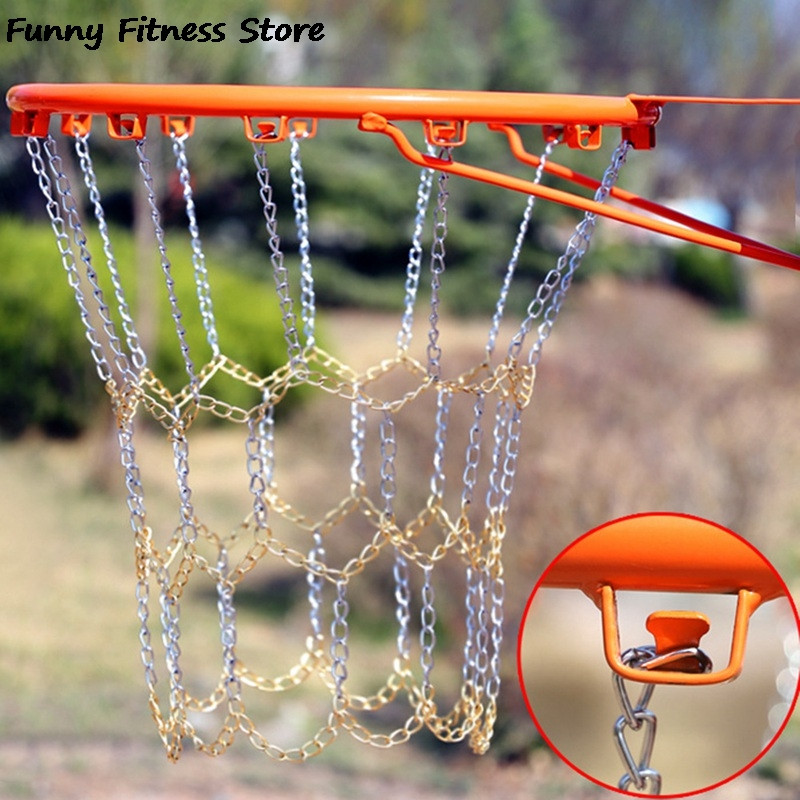 1 τμχ Σιδερένια στεφάνη πλάκας στεφάνης μεταλλική αλυσίδα, στεφάνι μπάσκετ για εξωτερικούς χώρους, αθλητικά, επαγγελματικά κρεμαστά πλέγματα, αδιάβροχη θηλιά με δίχτυ καλαθιού γενικής χρήσης