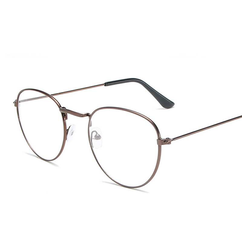 Zelta sudraba apaļa metāla rāmja brilles caurspīdīgas lēcas klasiskās vintage dekoratīvās optiskās brilles modes apgriešanas brilles