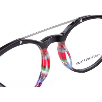 Винтидж дамски кръгли рамки за очила Мъжки рамки за оптични очила с рецепта Double Bridge Ретро очила Червени оптични очила