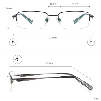 Мъжки метални рамки за очила с половин ръб Модни очила за четене на късогледство с рецепта Прогресивни лещи