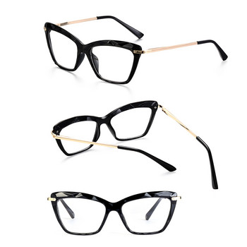 Fashion Cat Eye Σκελετός Γυναικεία γυαλιά γυαλιών γυαλιών με όψη όψης κρυστάλλου μπορούν να εξοπλιστούν με ανδρικά γυαλιά γυαλιών Myopia