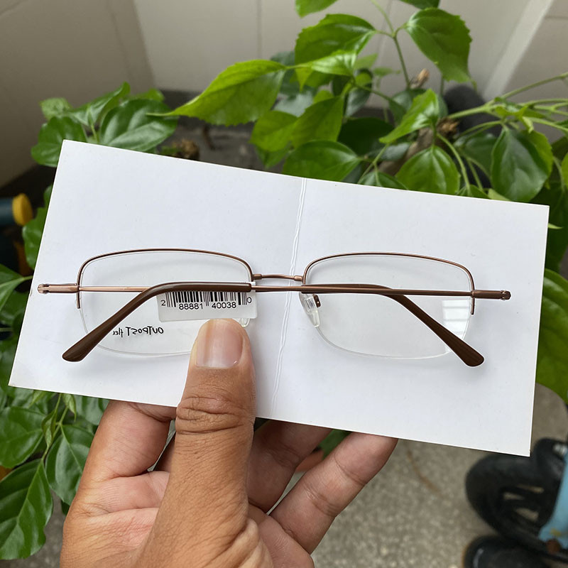 Rame de ochelari pentru bărbați pentru progresivă/miopie Jumătate de margine dreptunghi metalică/maro Superfitting Flexibil Confortabil