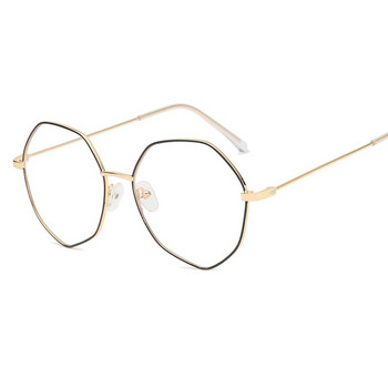 2018 Модерна рамка за очила за мъже и жени Многоъгълник Голяма рамка Плоско огледало Метално изкуство Ретро неправилна рамка за очила от сплав