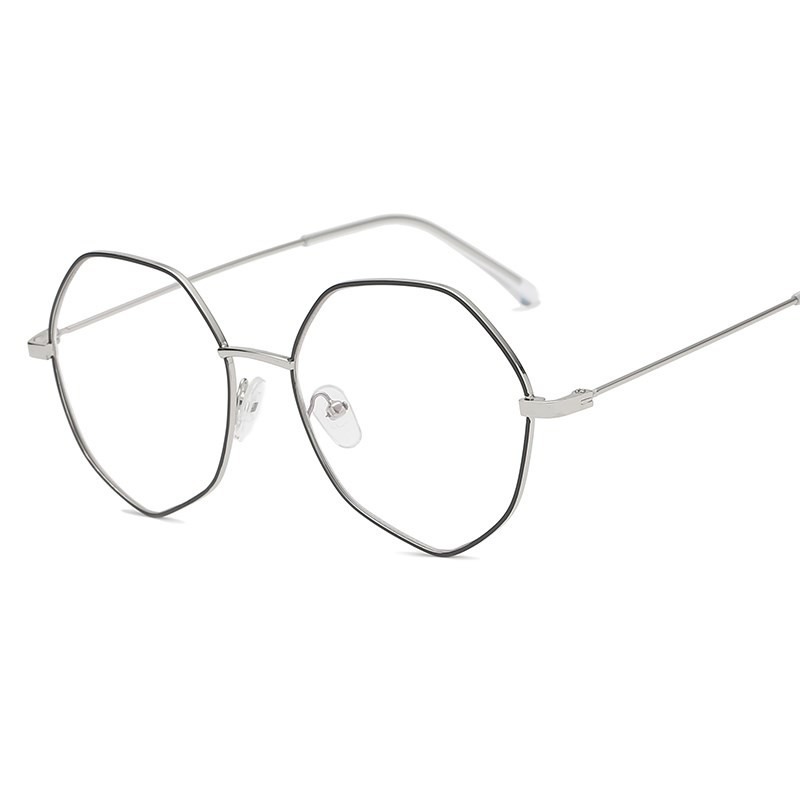 2018 Trendy muški i ženski okvir za naočale Poligon Veliki okvir Ravno ogledalo Metalna umjetnost Retro nepravilan okvir za naočale od legure