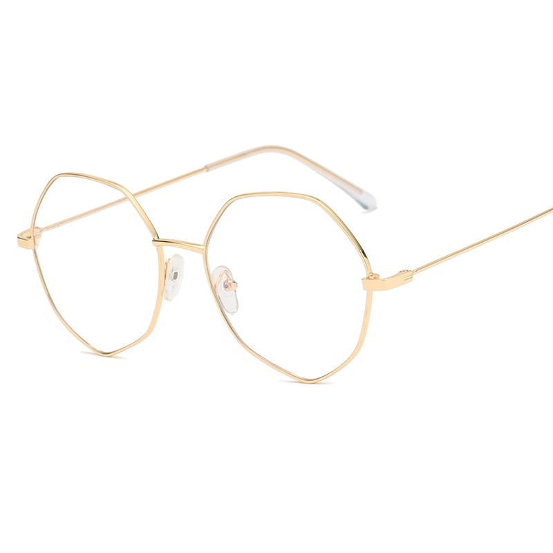 2018 Trendy muški i ženski okvir za naočale Poligon Veliki okvir Ravno ogledalo Metalna umjetnost Retro nepravilan okvir za naočale od legure