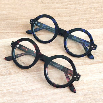 Огромни кръгли дамски очила Ръчно изработени дебели ацетатни рамки Рамки за оптични очила с пълна рамка Мъжки очила Optic rx-able Черни