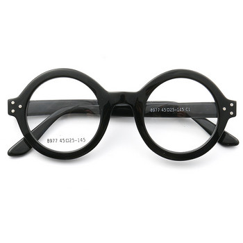 Огромни кръгли дамски очила Ръчно изработени дебели ацетатни рамки Рамки за оптични очила с пълна рамка Мъжки очила Optic rx-able Черни