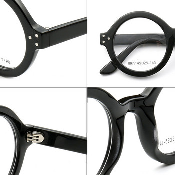 Oversize Στρογγυλά Γυναικεία Γυαλιά Χειροποίητα Χονδρά Πλαίσια Οξικού Πλήρους στεφάνου Οπτικά Γυαλιά Σκελετοί Ανδρικά Γυαλιά Optic rx-able Μαύρο