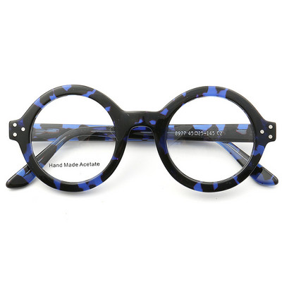 Oversize Round Women Eyeglasses Handmade Thick Acetate Frames Full-rim Optical Glasses Frames Men Eyewear Optic rx-able Black