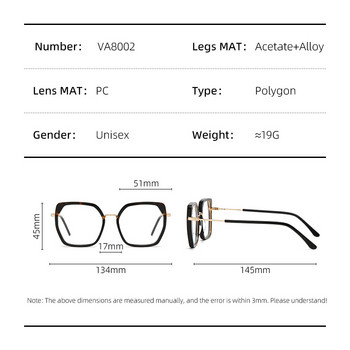 Дебели квадратни ацетатни очила, метални реколта, ръчно изработени жени, мъже, нова тенденция, очила, оптични диоптрични рамки за очила VA8002