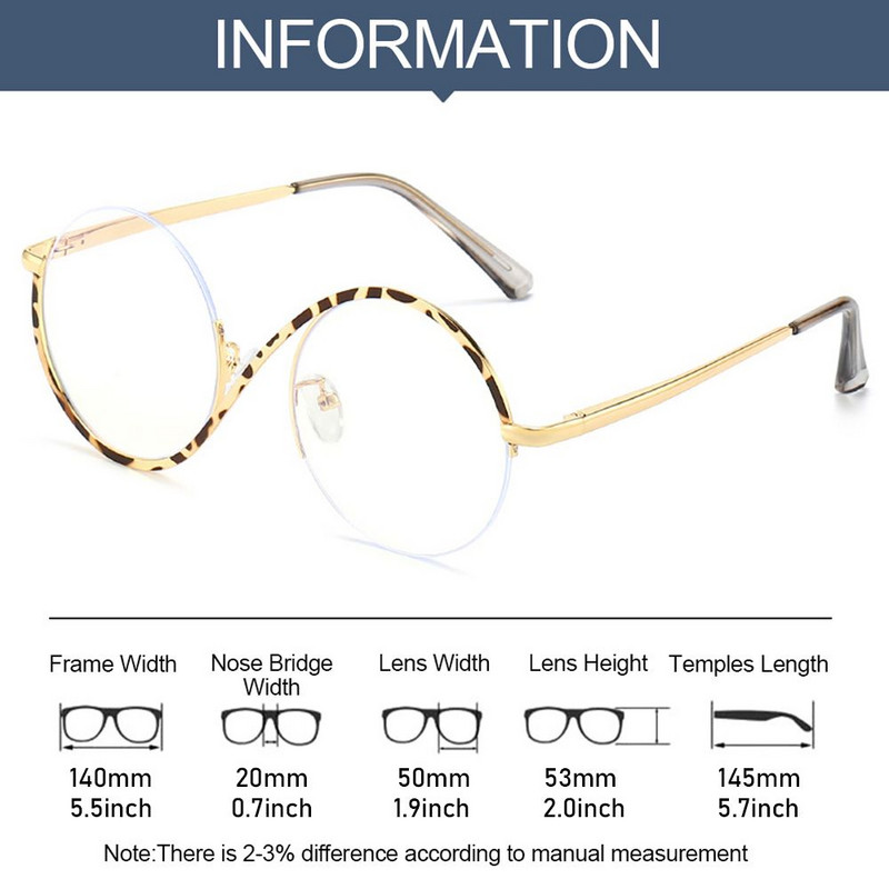 Trend Personality S pusrāmis pretzilas gaismas brilles modes apaļas metāla sieviešu brilles vintage vīriešiem sieviešu brilles