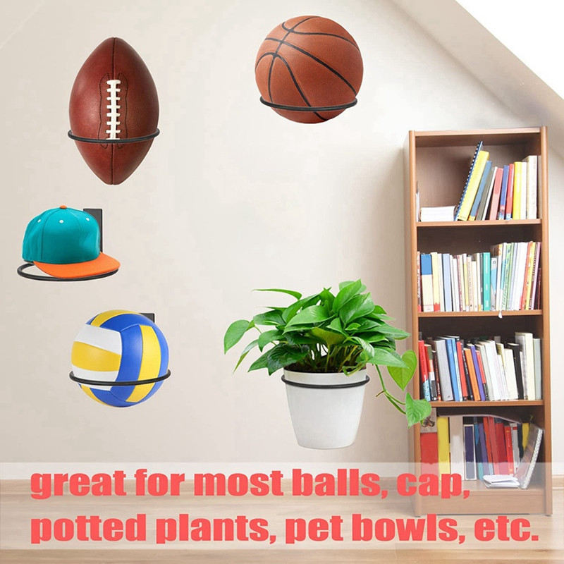4 komplekti kokkupandav pallihoidja seinale kinnitatav, spordipallide näidik korvpalli võrkpalli jaoks ragbi jalgpall