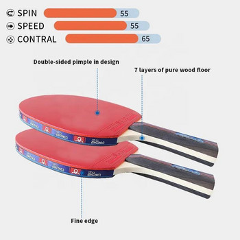 2Pcs ракета за пинг-понг гребло с калъф за съхранение ракети за тенис на маса за начинаещи пинг-понг прилеп пинг-понг Penhold Shakenhand Grip