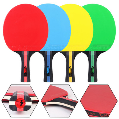 Хилка за тенис на маса Strong Spin 7 пластова гребло за пинг-понг Bat Paddle с дълга дръжка Хилка за тенис на маса червена/жълта/буле/зелена
