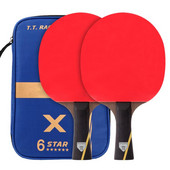 Rachetă de tenis de masă Rachetă de ping-pong 5 straturi Bâtă de ping-pong anti-șoc Coșuri cu două fețe în rachetă de tenis de masă cu 6 stele