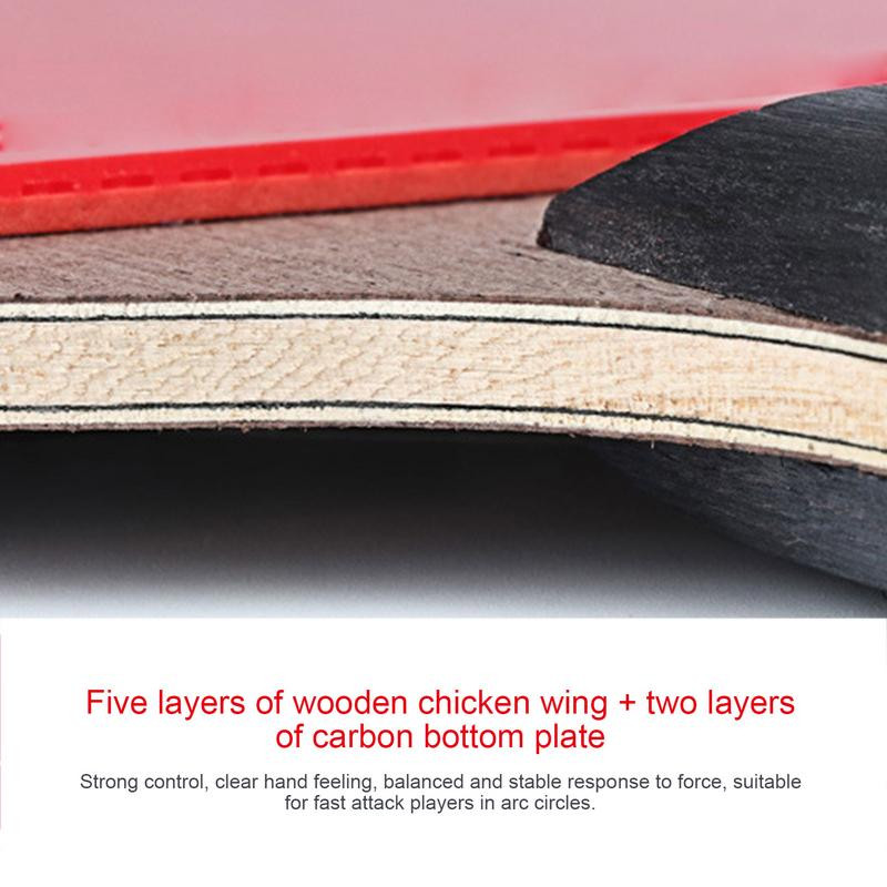 Rachetă de tenis de masă Rachetă de ping-pong 5 straturi Bâtă de ping-pong anti-șoc Coșuri cu două fețe în rachetă de tenis de masă cu 6 stele