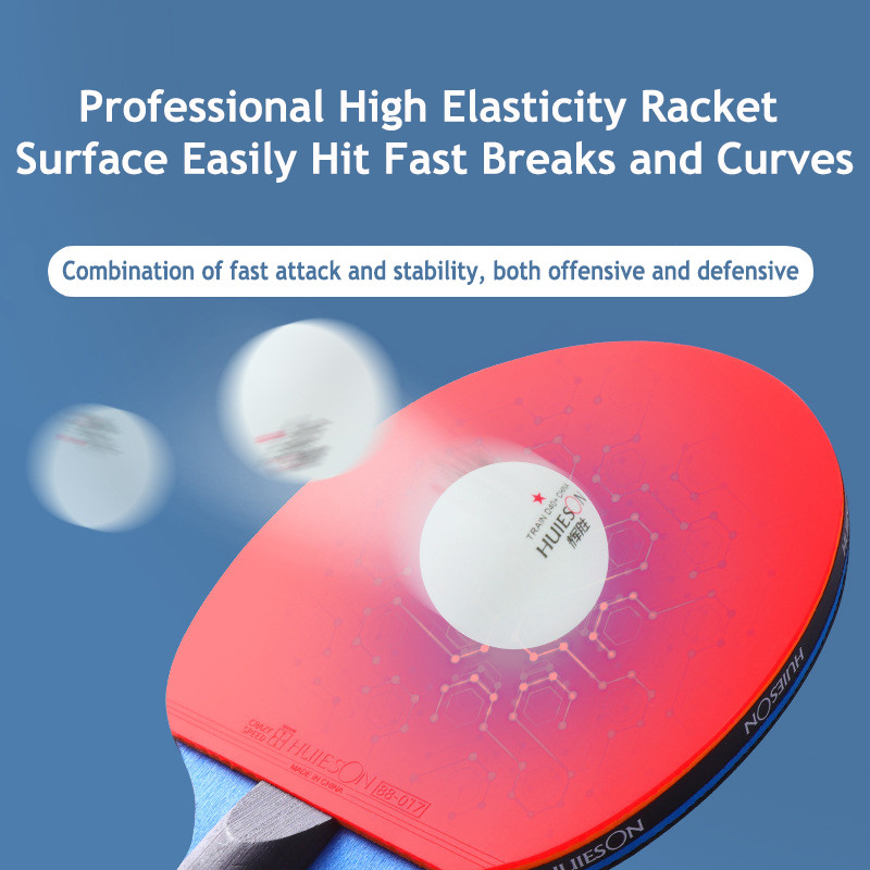 Huieson M serijos 7 žvaigždučių stalo teniso rakečių rinkinys su dvigubais guminiais spuogeliais, 1 poros stalo teniso irklas su krepšiu pradedantiesiems