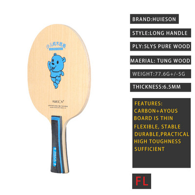 1vnt 5 sluoksnių vaikiškas stalo teniso ašmenų treniruoklis Purewood mielas žaidimo padelis FL CS trumpos ilgos rankenos vaikų stalo teniso treniruoklis