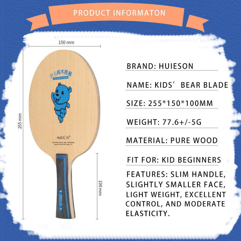 1vnt 5 sluoksnių vaikiškas stalo teniso ašmenų treniruoklis Purewood mielas žaidimo padelis FL CS trumpos ilgos rankenos vaikų stalo teniso treniruoklis