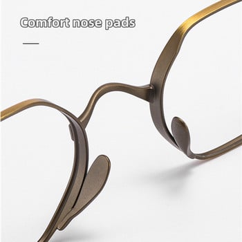 Стилен нов модел Светъл ретро бронз Чист титан Дизайн на марката Неправилен многоъгълник Анти синя светлина Рамка за мъжки предписани очила