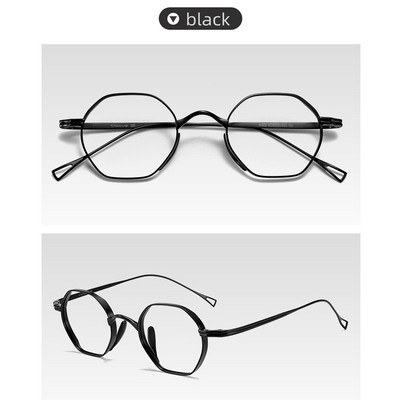 Stilingas naujo modelio šviesus retro bronzinis gryno titano prekės ženklo dizainas, netaisyklingas daugiakampis anti mėlynas šviesus vyriškų akinių rėmelis