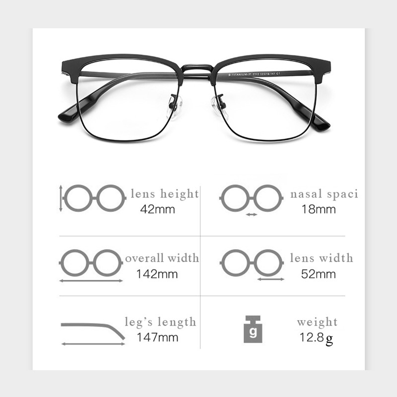 Optički okviri za naočale za muškarce, novi dolazak 2022., modne super lagane naočale od čistog titana, muške naočale s dioptrijom