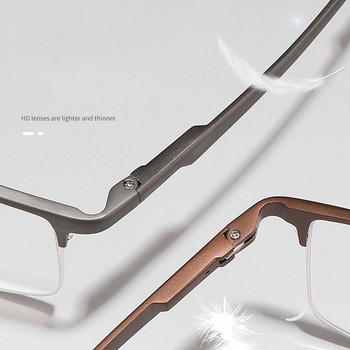 Очила с метална рамка с половин рамка за мъже и жени Ултра леки очила за късогледство от алуминиево-магнезиева сплав
