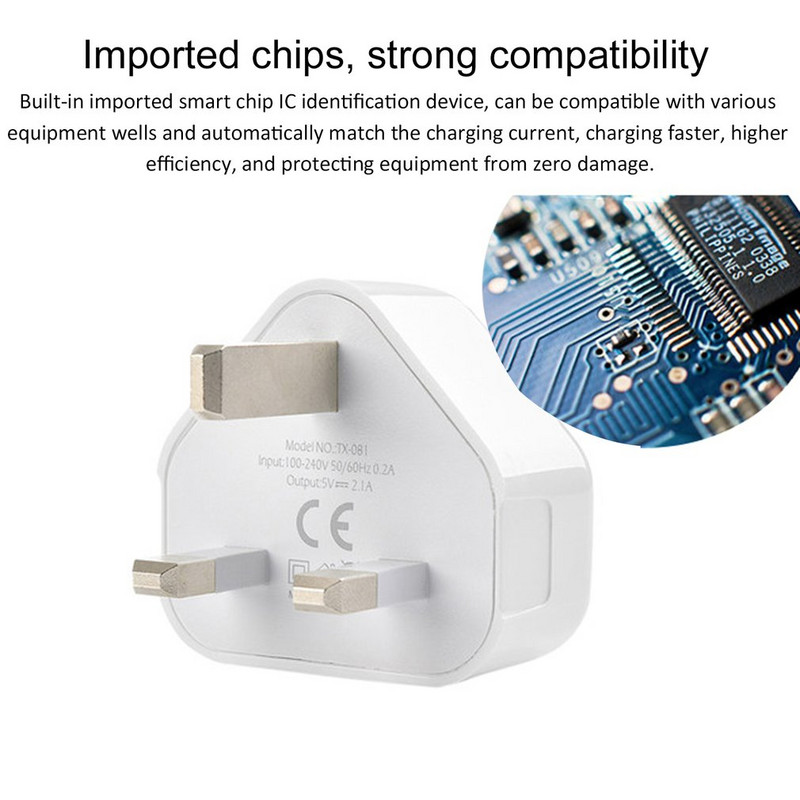 1A USB įkroviklis 3 kontaktų sieninis adapteris 1/2/3 kelių prievadų kelioniniai adapteriai keitiklis Greitas įkrovimas JK kištukas, skirtas iPhone Samsung S9 planšetiniam kompiuteriui