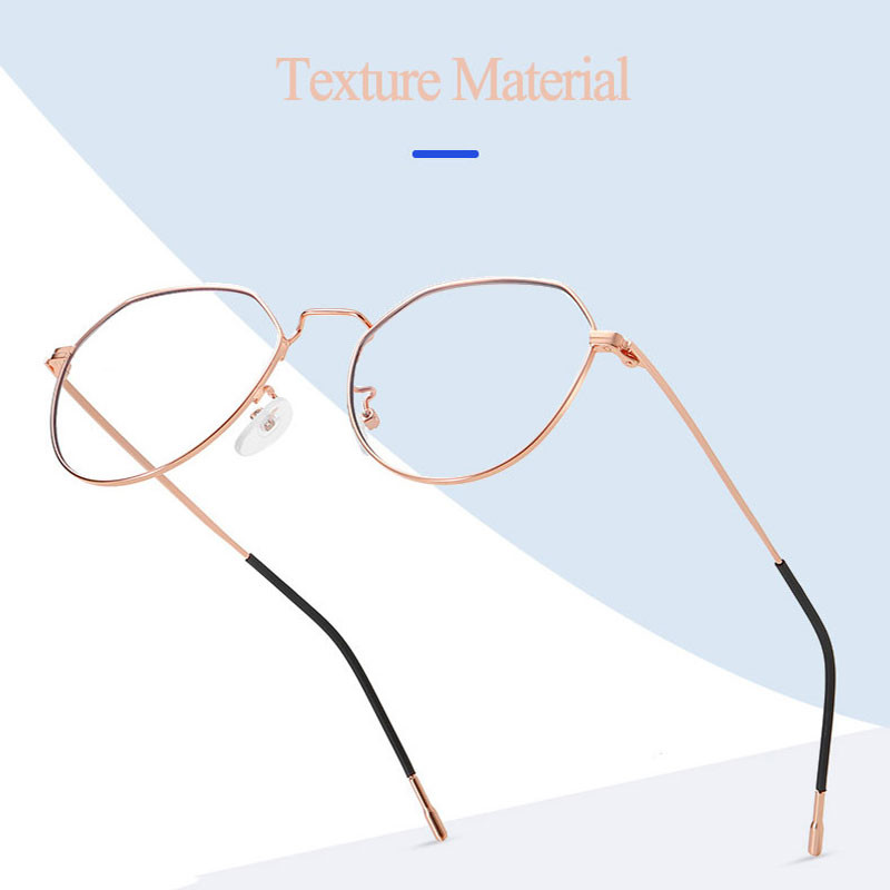 Retro polügonaalsed metallist prillid naistele ja meestele, täisveljega, sinise kiirga lühinägelikkuse vastased prillid.