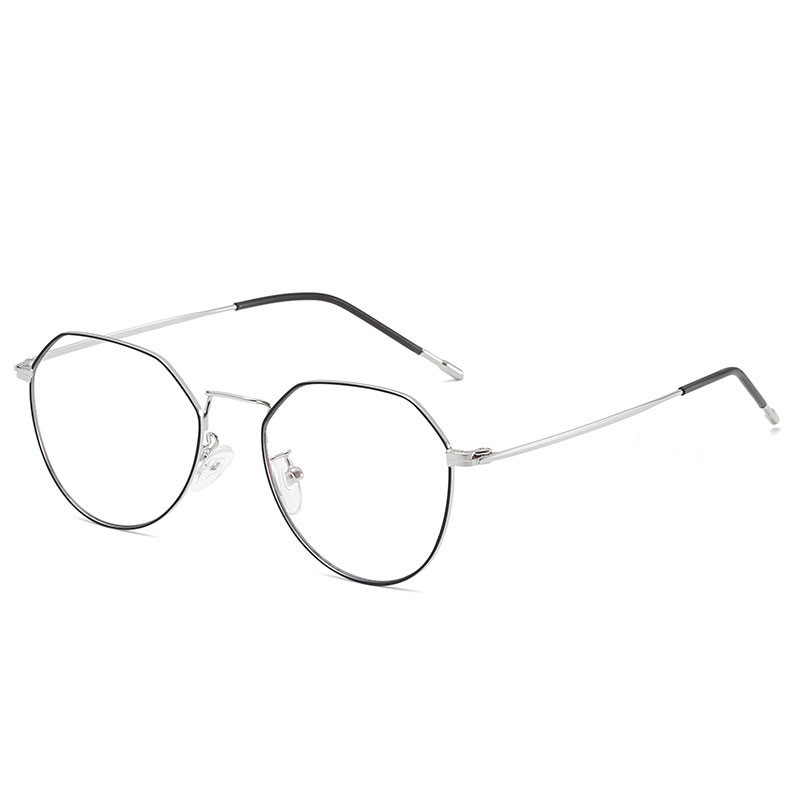 Retro polügonaalsed metallist prillid naistele ja meestele, täisveljega, sinise kiirga lühinägelikkuse vastased prillid.