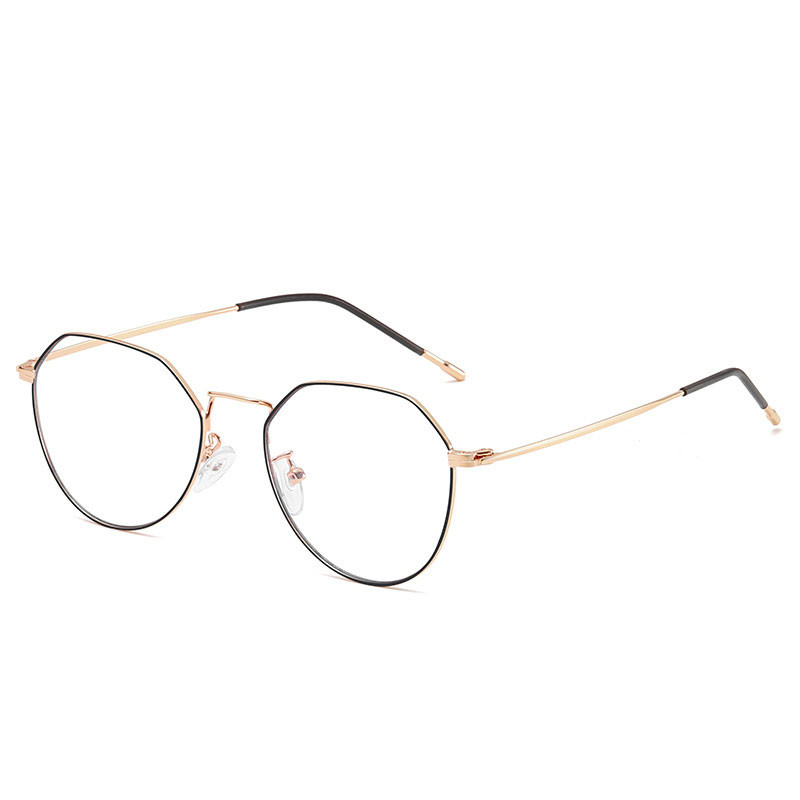 Retro polügonaalsed metallist prillid naistele ja meestele, täisveljega, sinise kiirga lühinägelikkuse vastased prillid.