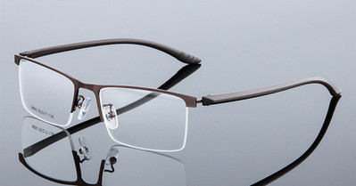 Dideli vyrų moterų stačiakampiai akiniai su puse ratlankio metaliniai akinių rėmeliai optiniams lęšiams Trumparegystė, toliregystė